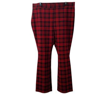 Iman: Red, Black Plaid Flare Leg Pants, Size 2XT